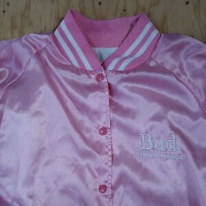 Vintage Budweiser King Of Beers Pink Satin Jacket